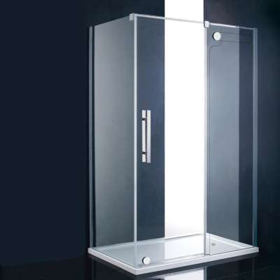 Compact stand up bathroom corner stainless steel fiberglass shower stall