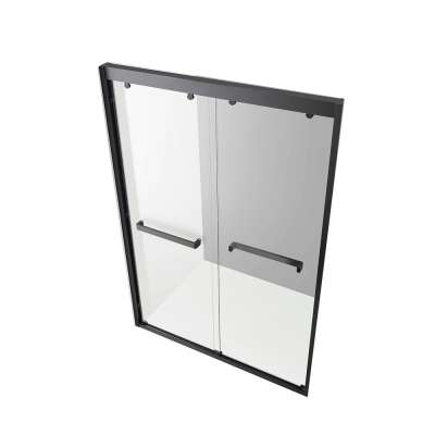 China foshan Black stainless steel handle two sided sliding  hardware glass shower screen door