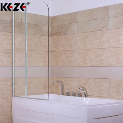 Stainless steel framed walk in folding tempered glass fixed bath shower screen with frameless hardware pivot hinges