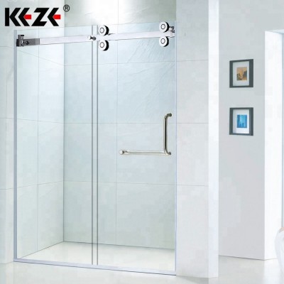 New design tempered glass frameless cheap sliding shower door